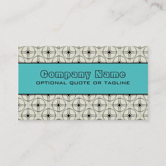 Retro Glam Business Card, Turquoise Card (Front)