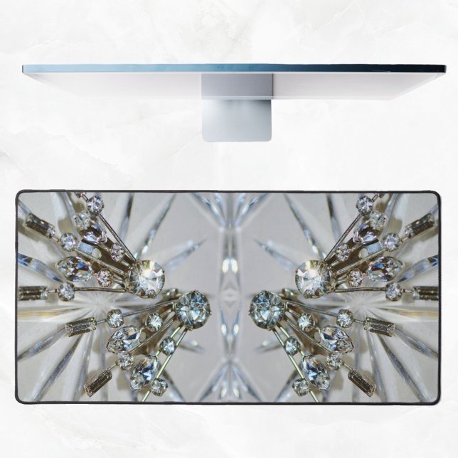 Retro Glam Chic Silver Art Deco Rhinestones Desk Mat (Creator Uploaded)