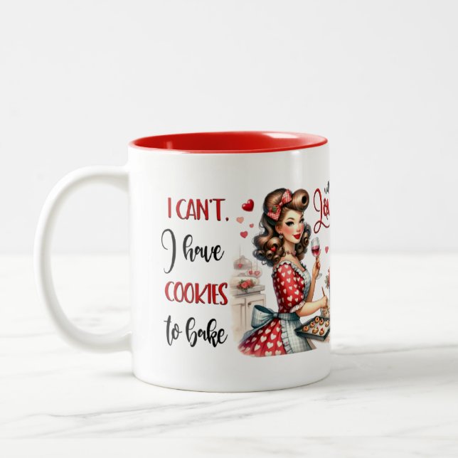 Retro Glam Girl Funny Sarcastic Kitchen Quote Two-Tone Coffee Mug (Left)