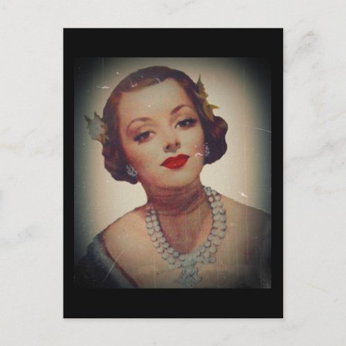 Retro Glam Girl Lipstick Postcard