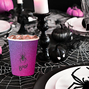 Retro Glam Halloween Boo Spider Birthday Paper Cups
