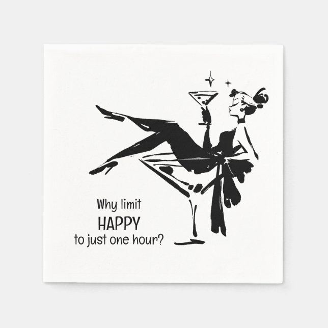 Retro Glam Happy Hour – Martini Diva Design Napkins (Front)