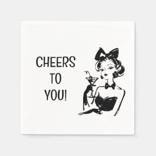 Retro Glam Martini Diva Design Napkins