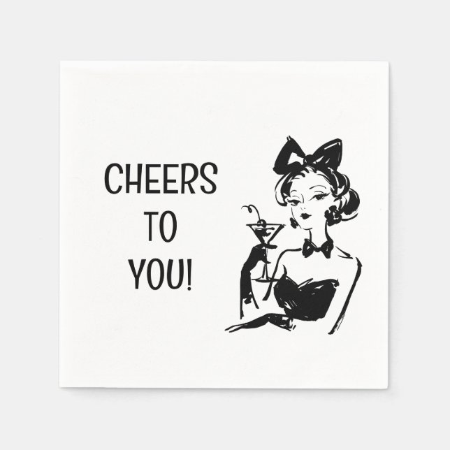Retro Glam Martini Diva Design Napkins (Front)