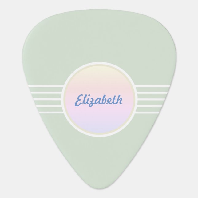 Retro Glam Mint Green and Opal Guitar Pick (Front)