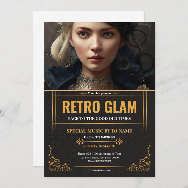 Retro Glam Party Flyer Template (Front/Back)