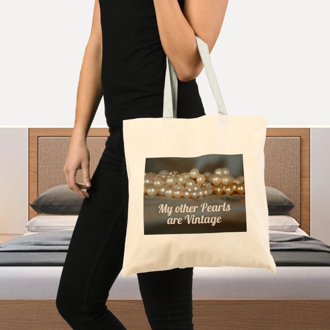 Retro Glam Pearls Tote Bag (Creator Uploaded)