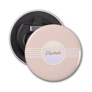 Retro Glam Personalized Pastel Coral Pink and Opal Bottle Opener