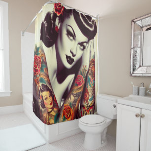 Retro Glam Pin-up Shower Curtain