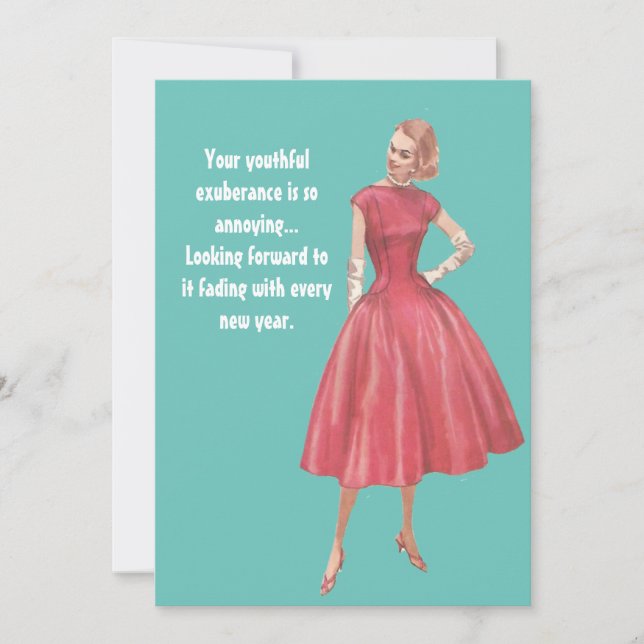 Retro Glamor Woman Sarcastic Birthday Card (Front)
