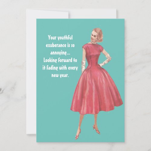 Retro Glamor Woman Sarcastic Birthday Card