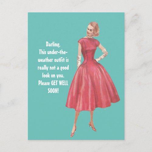 Retro Glamor Woman Sarcastic Get Well Postcard