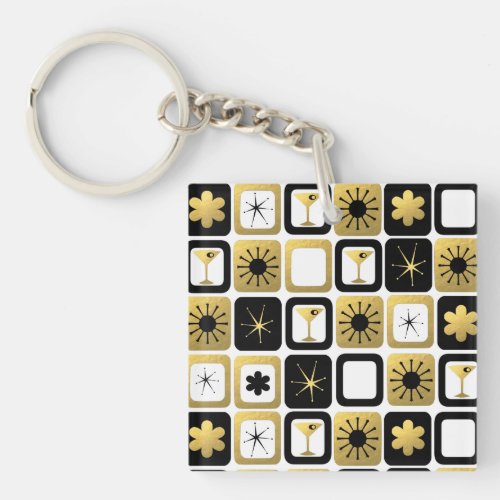 Retro Glamorous Gold Acrylic Keychain