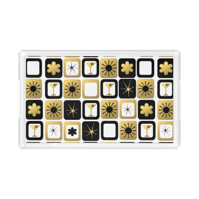 Retro Glamorous Gold Acrylic Tray (Front)