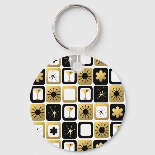 Retro Glamorous Gold Button Keychain
