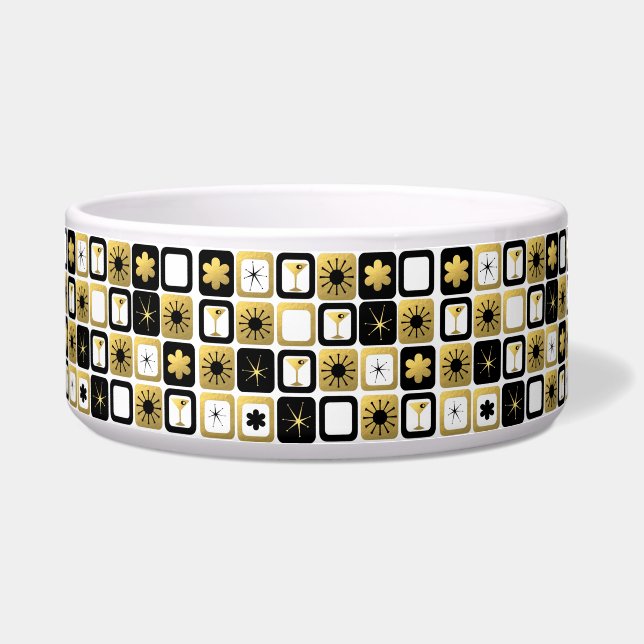 Retro Glamorous Gold Ceramic Pet Bowl (Front)