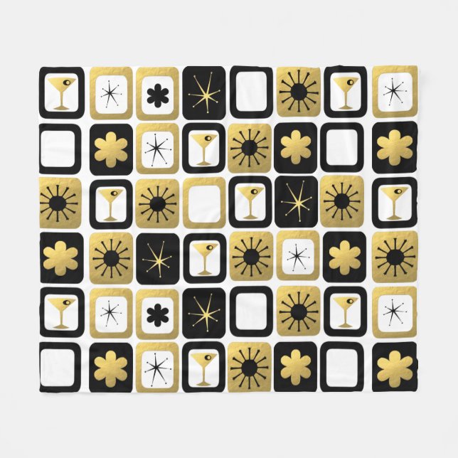 Retro Glamorous Gold Fleece Blanket (Front (Horizontal))