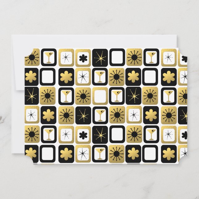 Retro Glamorous Gold Invitations (Front)