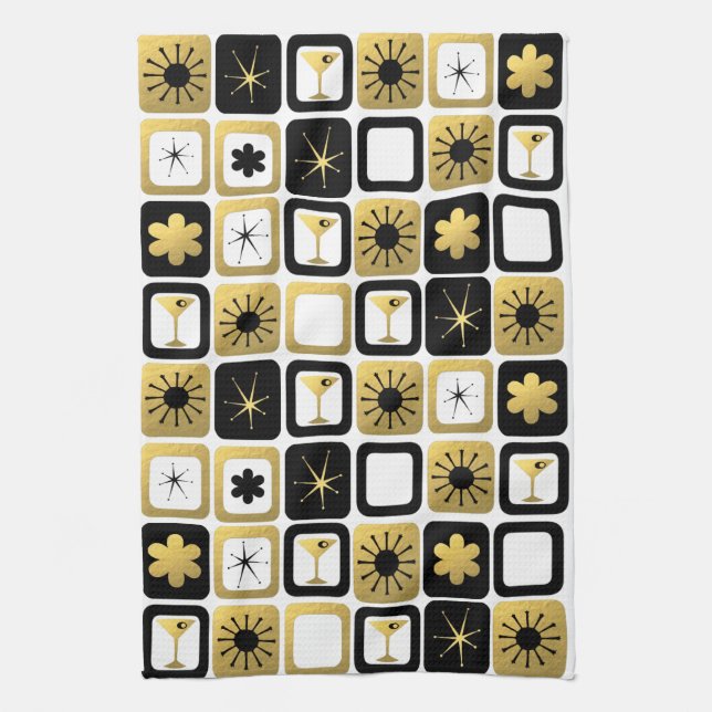 Retro Glamorous Gold Kitchen Towel (Vertical)