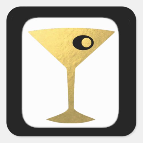 Retro Glamorous Gold Martini Stickers