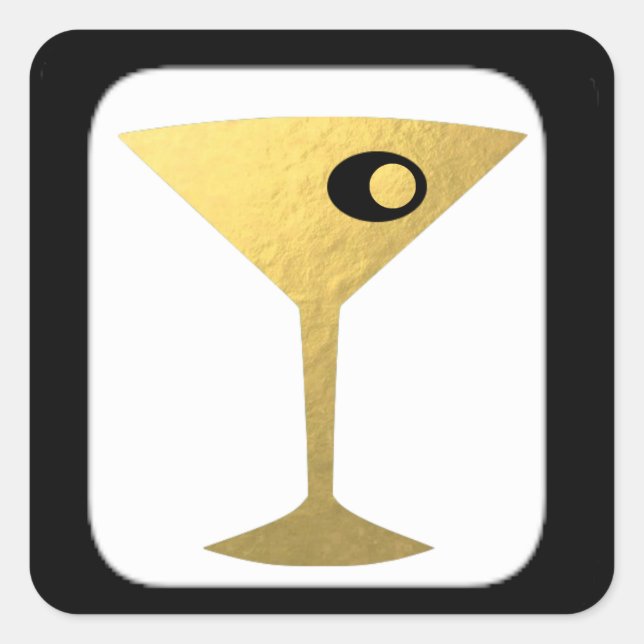 Retro Glamorous Gold Martini Stickers (Front)