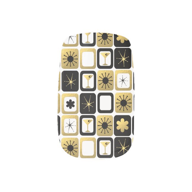 Retro Glamorous Gold Minx Nail Art Decals (Left Thumb)