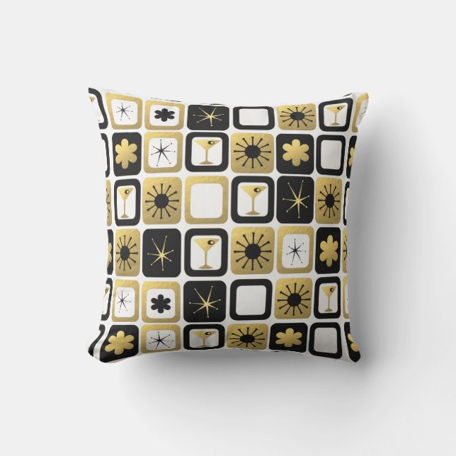 Retro Glamorous Gold Outdoor Pillow (Front)