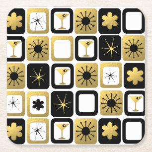 Retro Glamorous Gold Paper Coaster