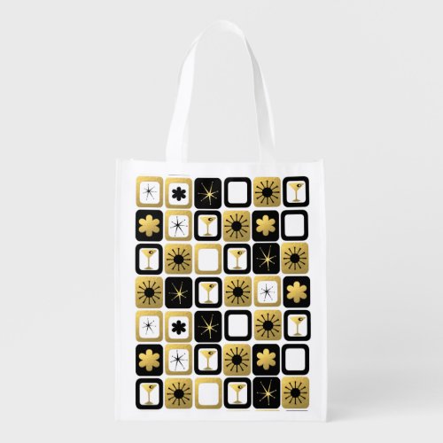 Retro Glamorous Gold Reusable Grocery Bag