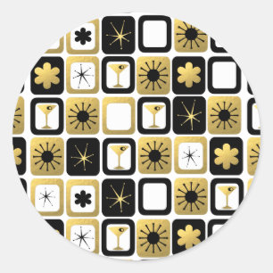 Retro Glamorous Gold Round Stickers