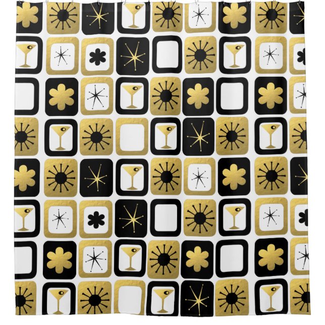 Retro Glamorous Gold Shower Curtain (Front)