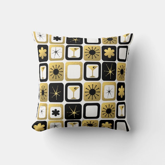 Retro Glamorous Gold Throw Pillow (Front)