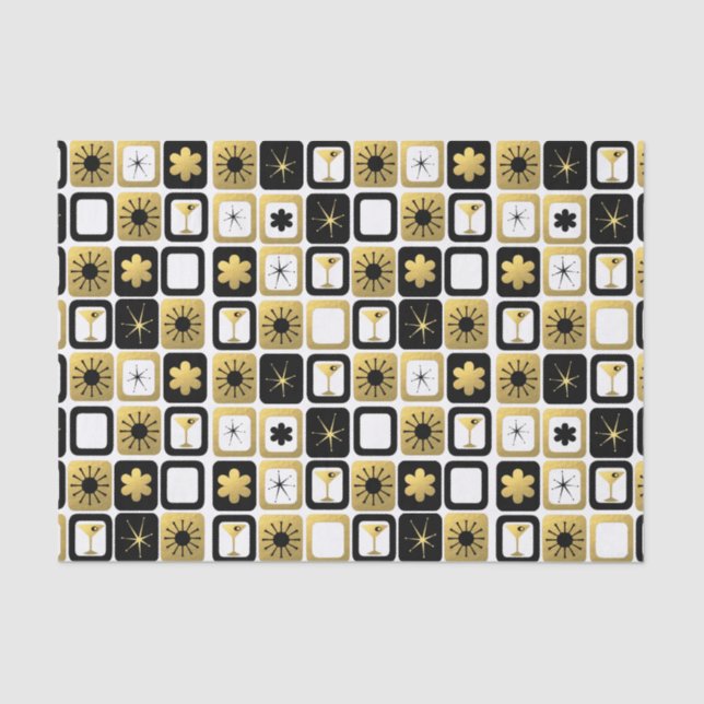 Retro Glamorous Gold Tissue Paper (Front)