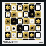 Retro Glamorous Gold Wall Decal<br><div class="desc">What's black and white and gold all over? It's this Retro Glamorous Gold Wall Decal. The mid century modern design features a grid of sophisticated images. There are mix and match patterns of mod flowers, starbursts, martini glasses, and impressionist stars on black, white, and gold backgrounds. This design is ideal,...</div>