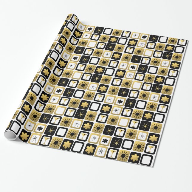 Retro Glamorous Gold Wrapping Paper (Unrolled)