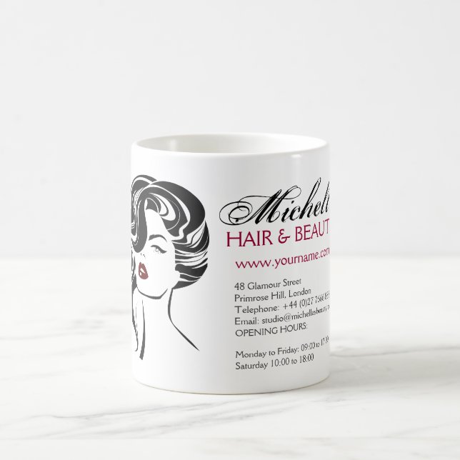 Retro Glamour Black White Beauty Girl Hair Styling Coffee Mug (Center)