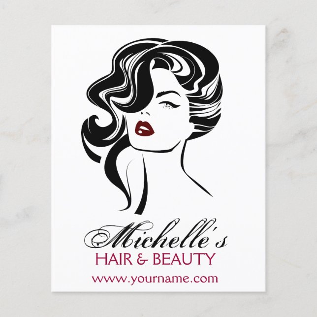 Retro Glamour Black White Beauty Girl Hair Styling Flyer (Front)
