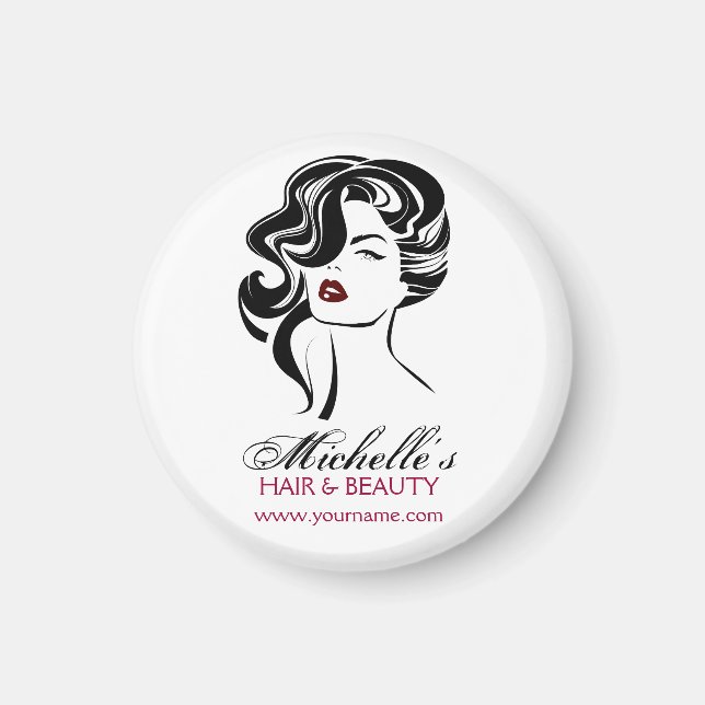 Retro Glamour Black White Beauty Girl Hair Styling Magnet (Front)