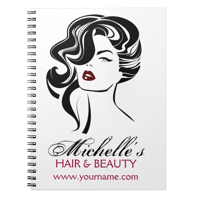 Retro Glamour Black White Beauty Girl Hair Styling Notebook (Front)
