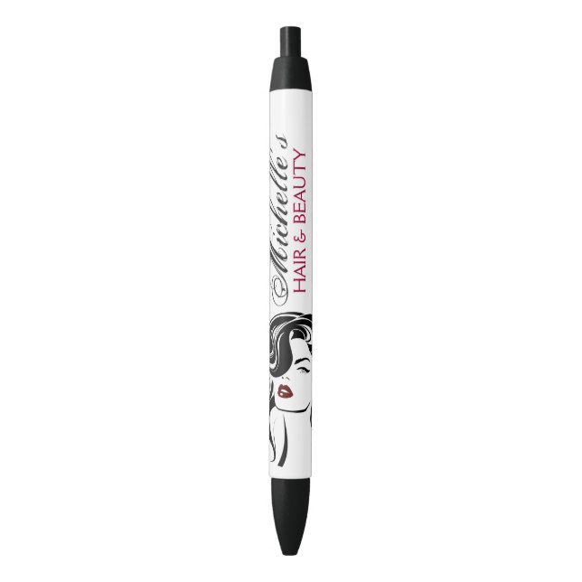 Retro Glamour Black White Beauty Girl Hair Styling Pen (Front Vertical)