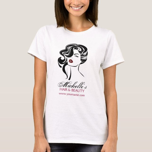 Retro Glamour Black White Beauty Girl Hair Styling T-Shirt (Front)