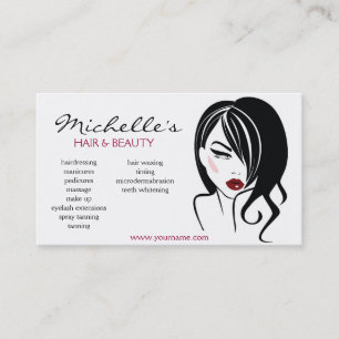 Retro Glamour Black White Fashion Girl Hair Salon Business Card