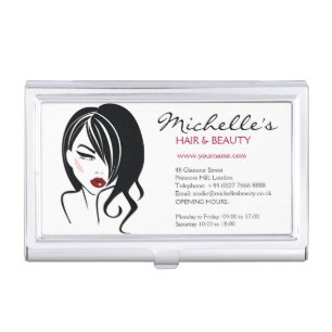 Retro Glamour Black White Fashion Girl Hair Salon Business Card Case