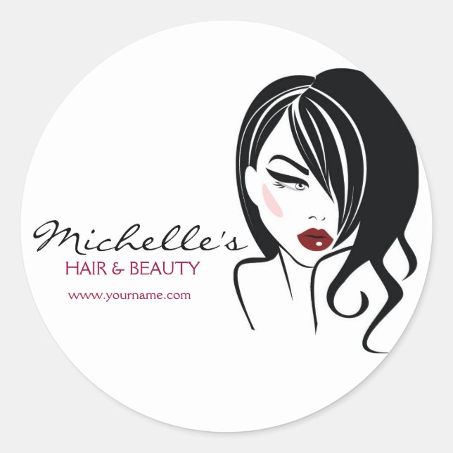 Retro Glamour Black White Fashion Girl Hair Salon Classic Round Sticker (Front)