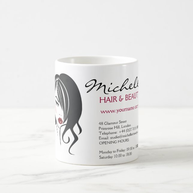 Retro Glamour Black White Fashion Girl Hair Salon Coffee Mug (Center)