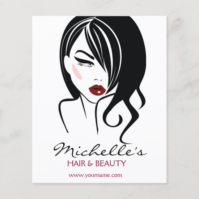 Retro Glamour Black White Fashion Girl Hair Salon Flyer (Front)