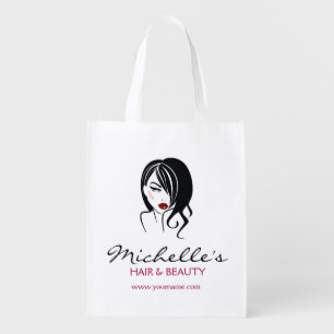 Retro Glamour Black White Fashion Girl Hair Salon Grocery Bag