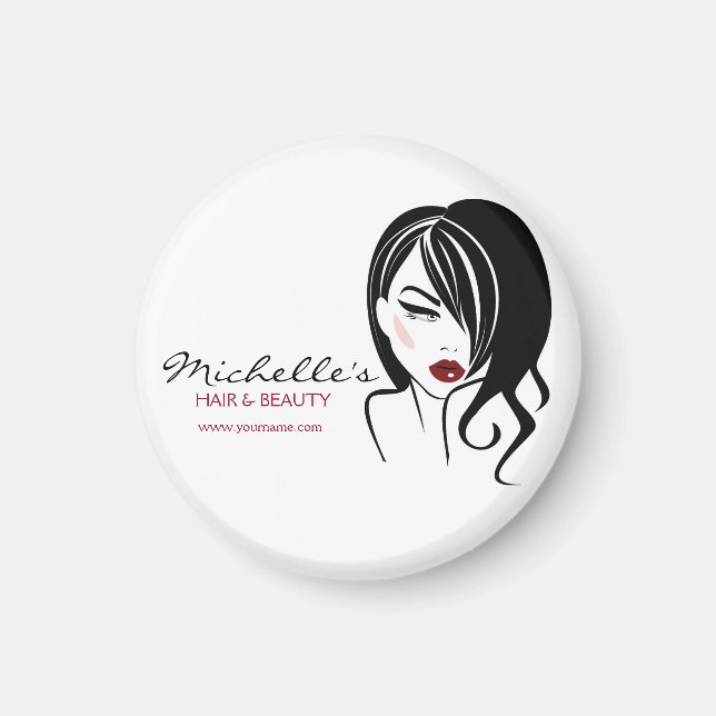 Retro Glamour Black White Fashion Girl Hair Salon Magnet (Front)