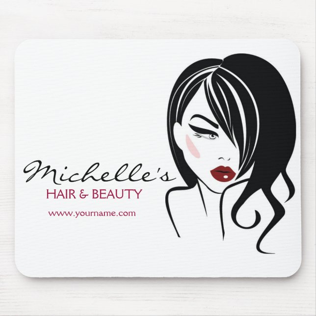 Retro Glamour Black White Fashion Girl Hair Salon Mouse Pad (Front)