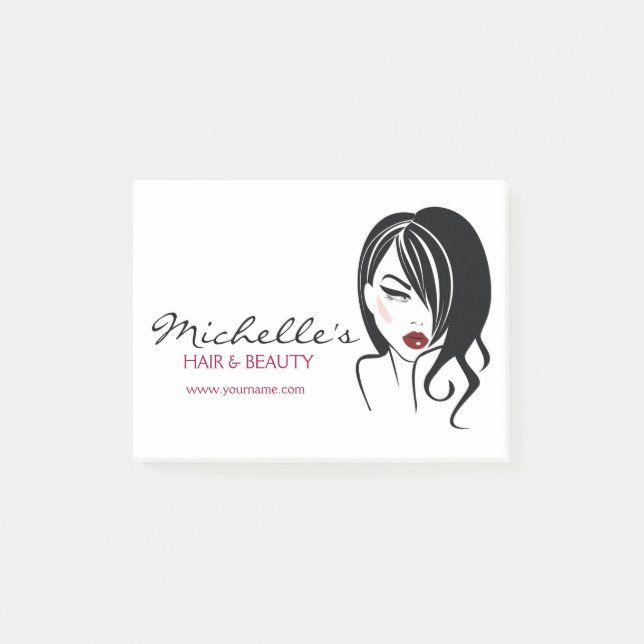 Retro Glamour Black White Fashion Girl Hair Salon Post-it Notes (Front)